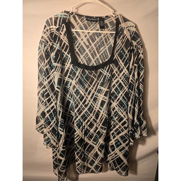 Maggie Barnes Sheer Womens Plus Size 4X 30W 32W Tunic Top Lightweight Flattering - Picture 1 of 4